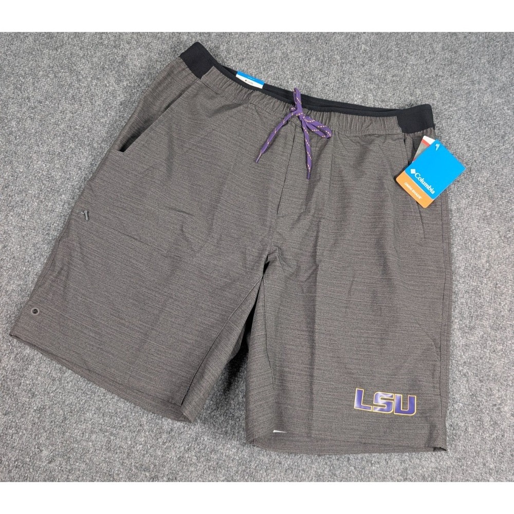 LSU Tigers Columbia CLG Twisted Creek Short Mens M 9" Gray Unlined NWT